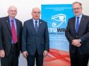 (L - R) IARU Secretary David Sumner, K1ZZ; ITU Radiocommunication Sector Director Mario Maniewicz, and IARU President Tim Ellam, VE6SH/G4HUA. [Courtesy of David Sumner, K1ZZ]